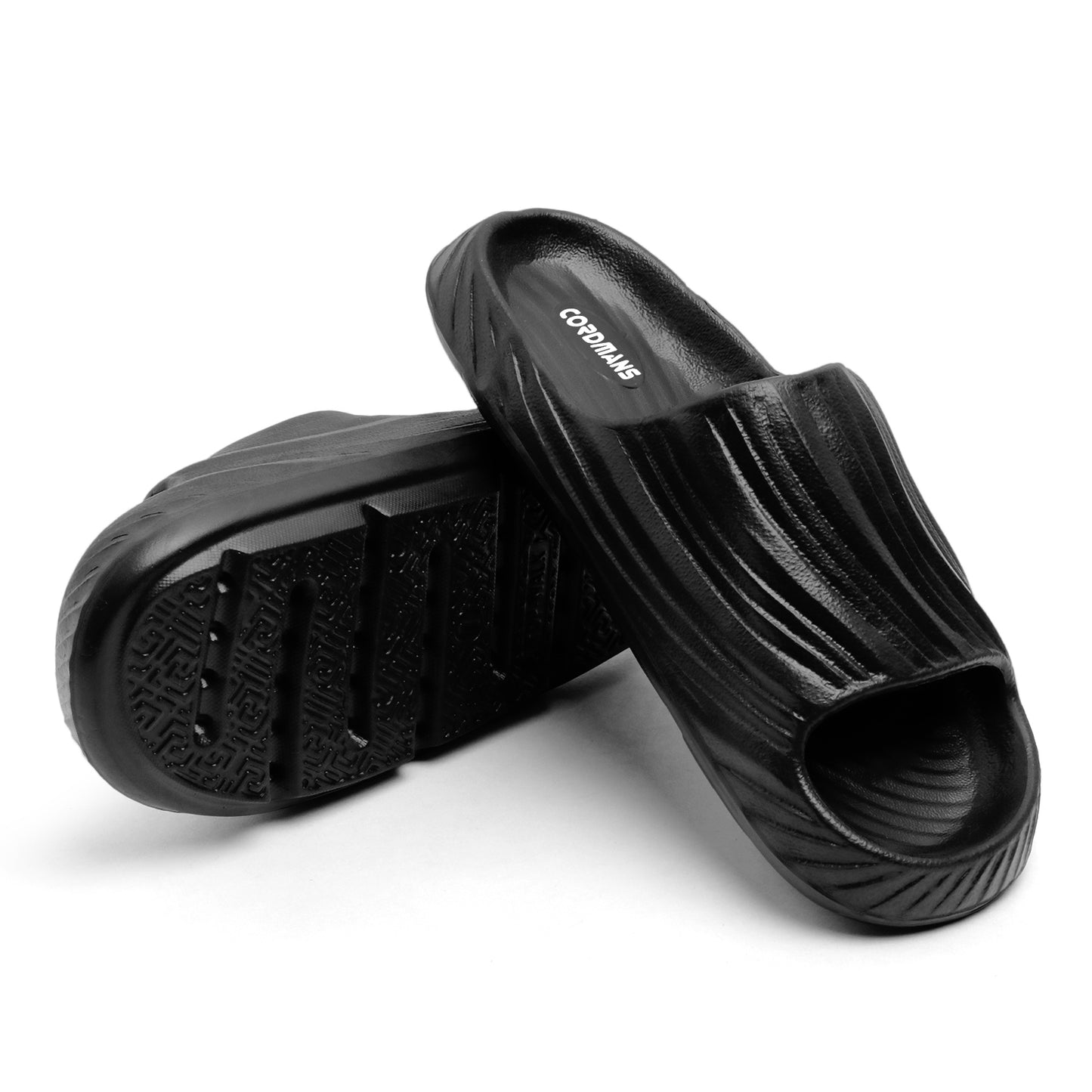 Men’s Black Comfort Slides – Lightweight Casual Slip-on Slippers with Anti-Slip Sole