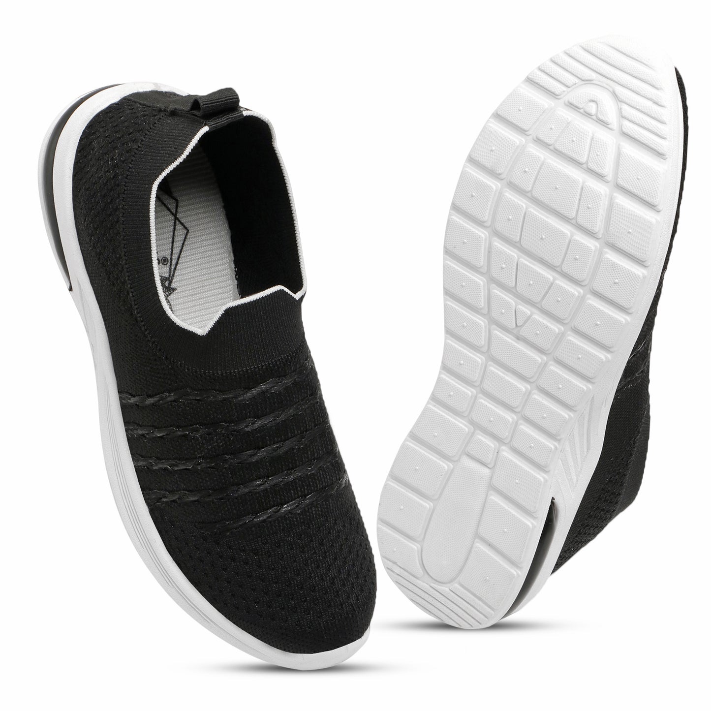 Women’s Black Slip-On Sports Sneakers – Lightweight & Breathable Walking Shoes