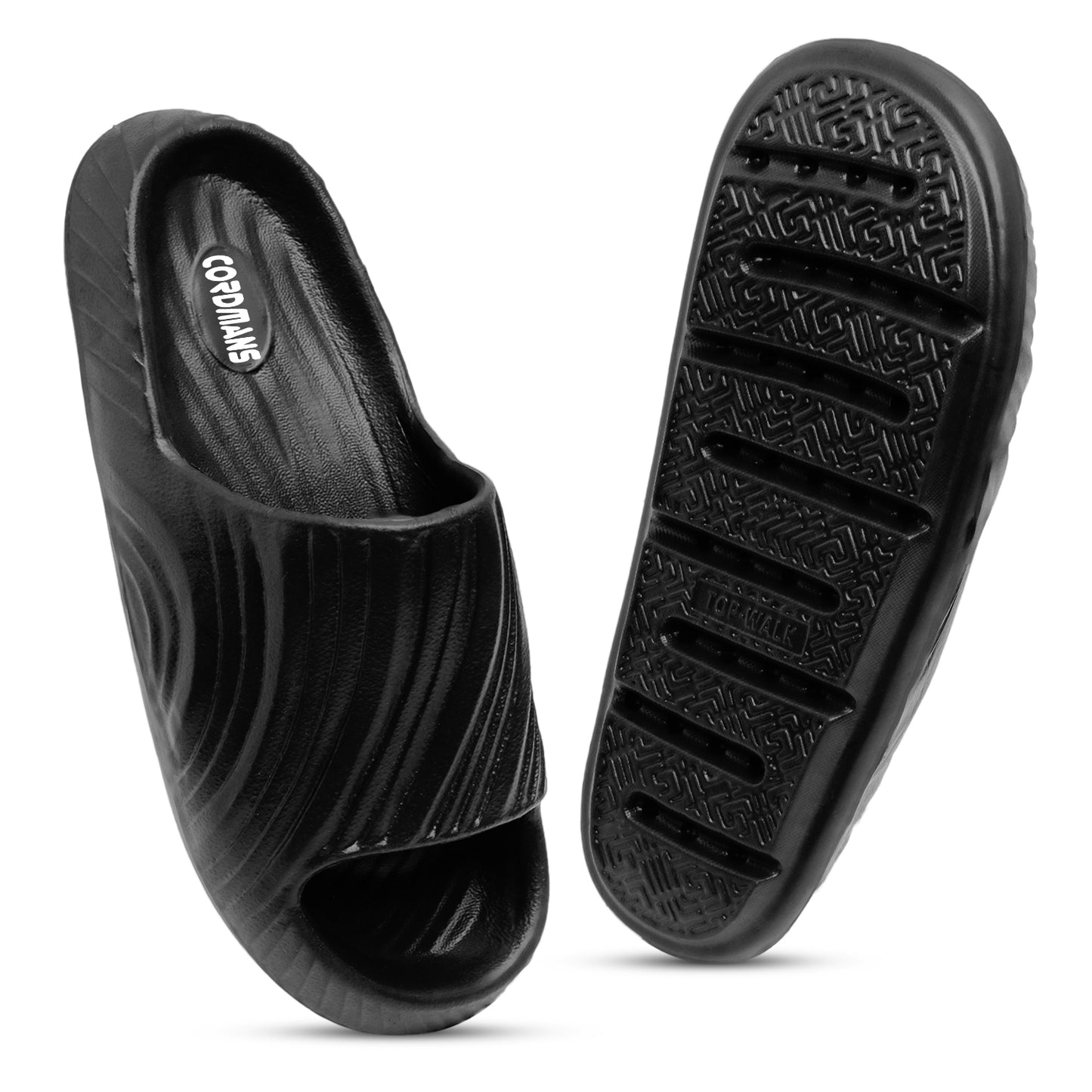 Men’s Black Comfort Slides – Lightweight Casual Slip-on Slippers with Anti-Slip Sole