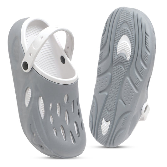 Men’s Stylish Grey Clogs – Lightweight & Comfortable Slip-on Sandals with Back Strap