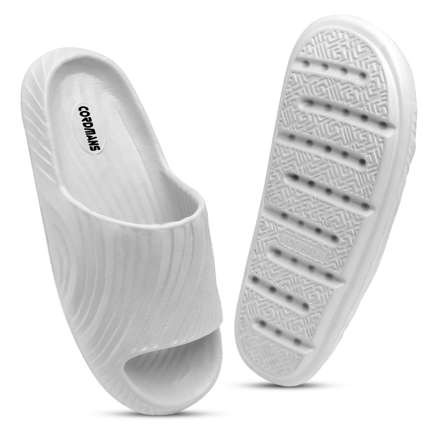 Men’s White Comfort Slides – Lightweight Slip-on Slippers for Everyday Casual Wear