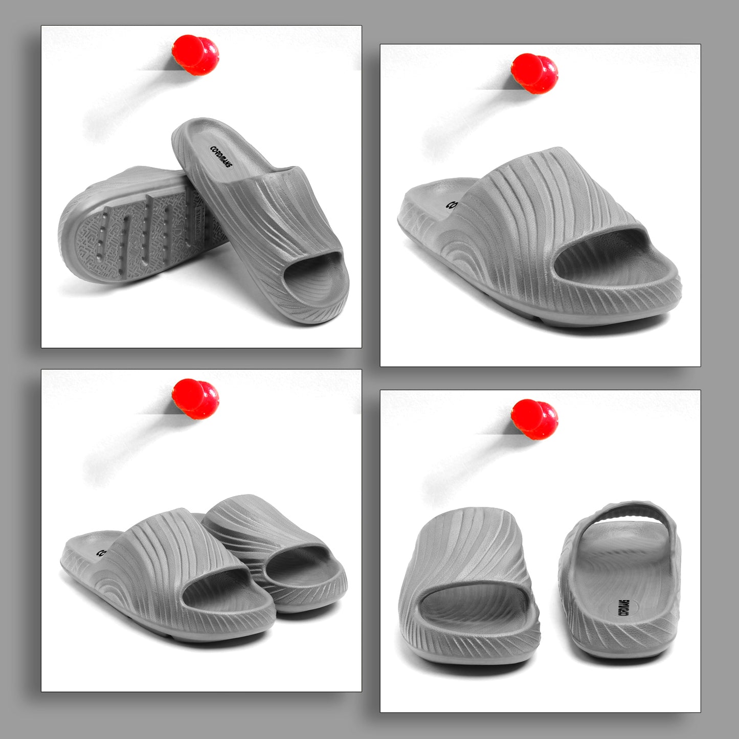 Men’s Grey Comfort Slides – Lightweight Casual Slip-on Slippers for Everyday Wear