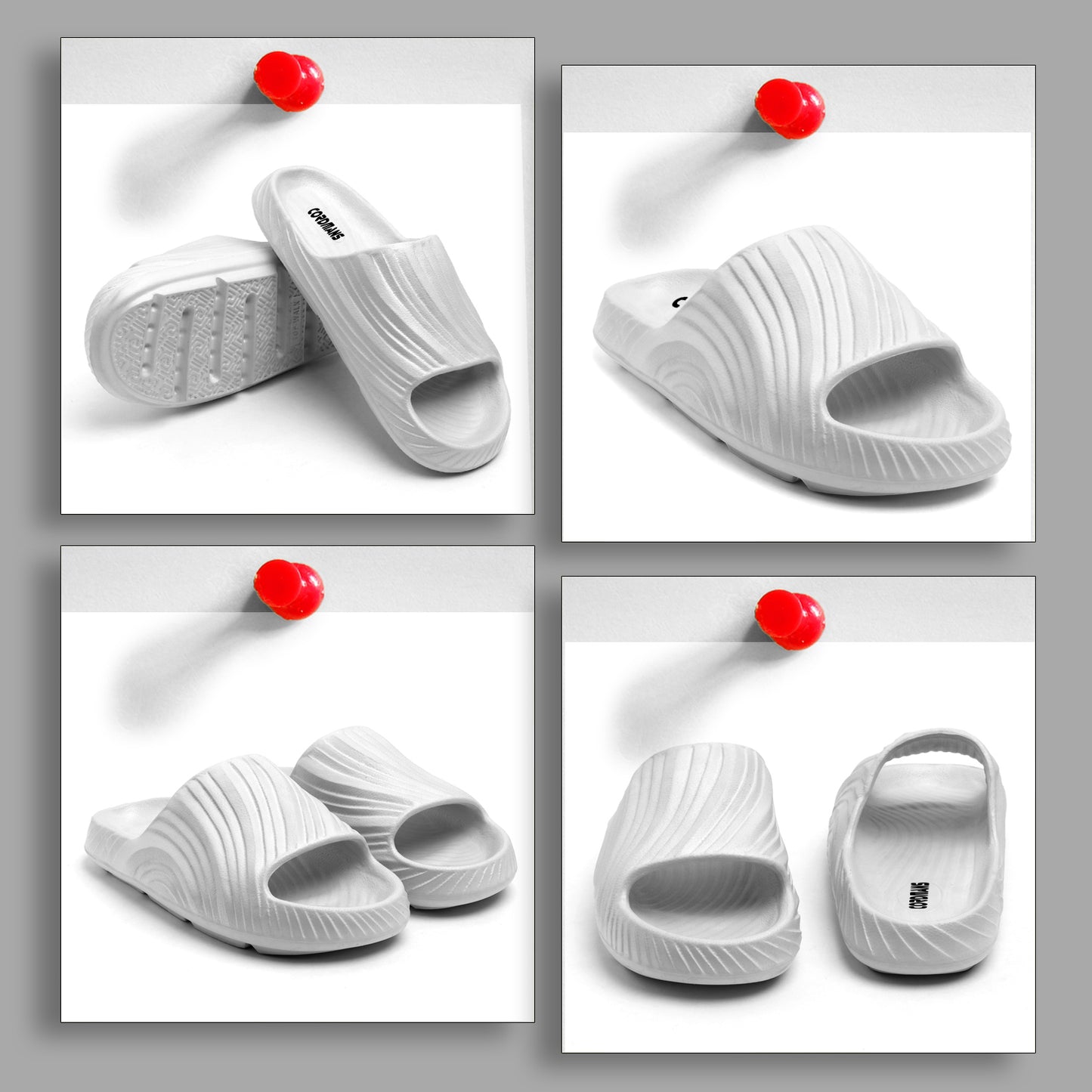 Men’s White Comfort Slides – Lightweight Slip-on Slippers for Everyday Casual Wear
