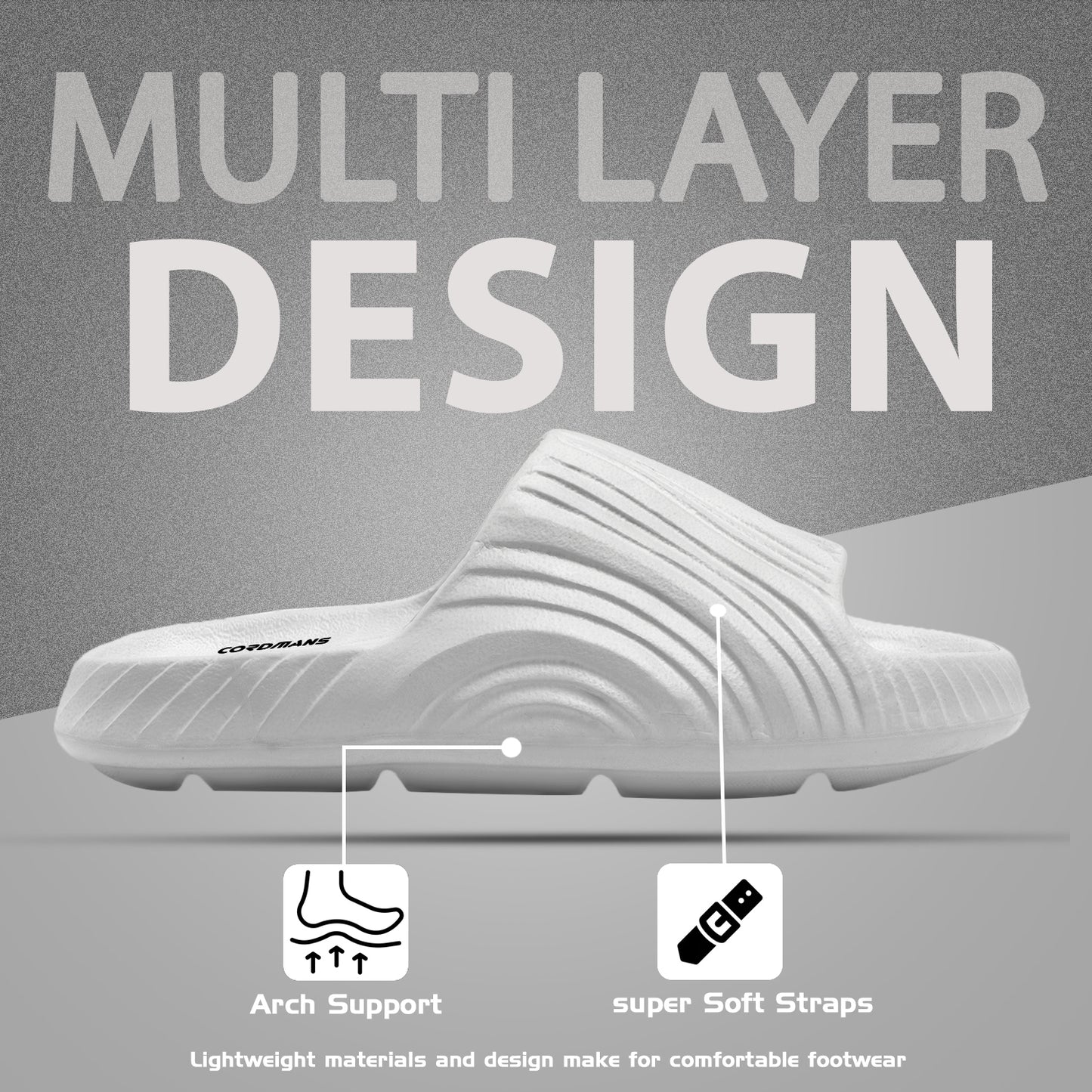 Men’s White Comfort Slides – Lightweight Slip-on Slippers for Everyday Casual Wear