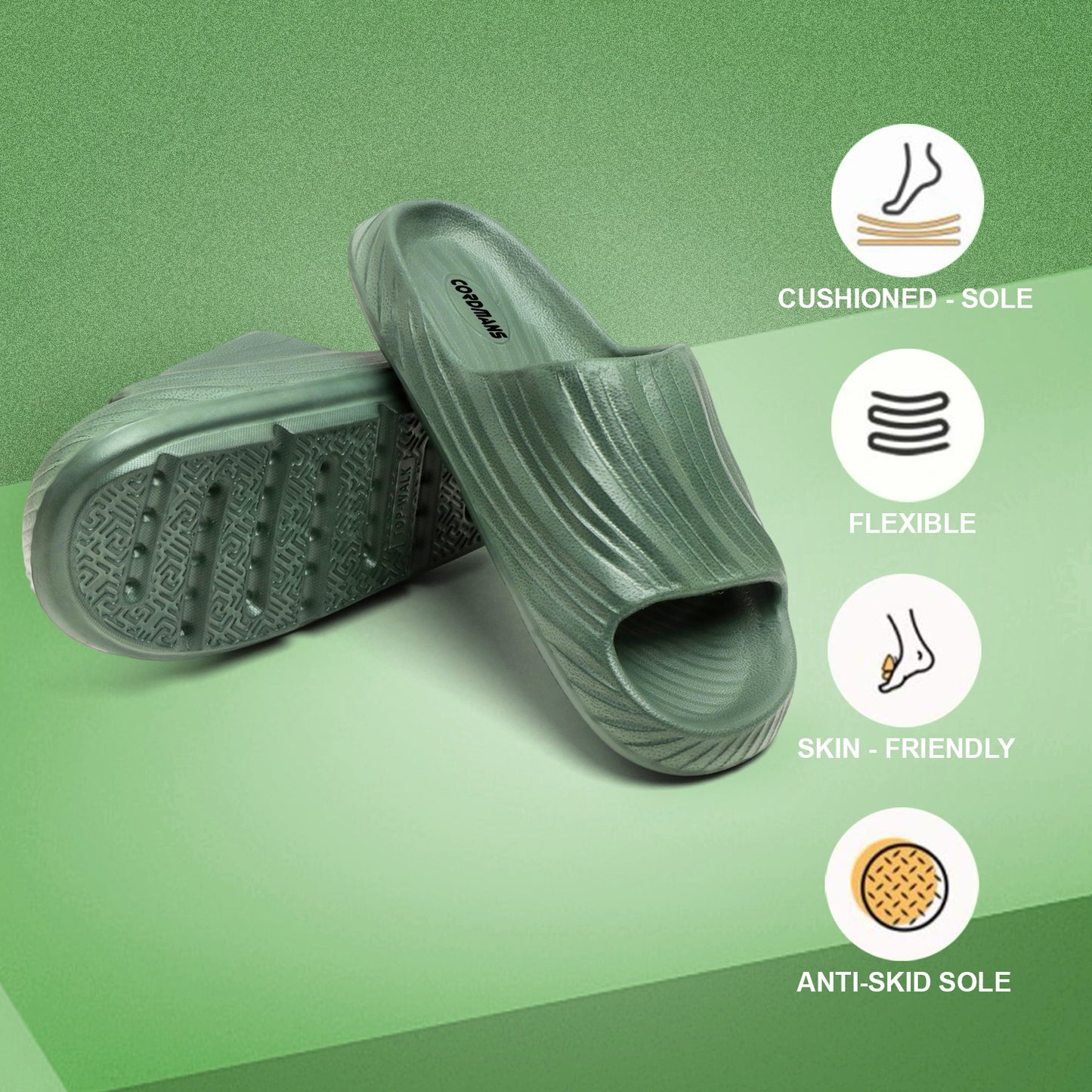 Premium Comfort Slide Sandals for Men & Women | Stylish Olive Green Casual Wear