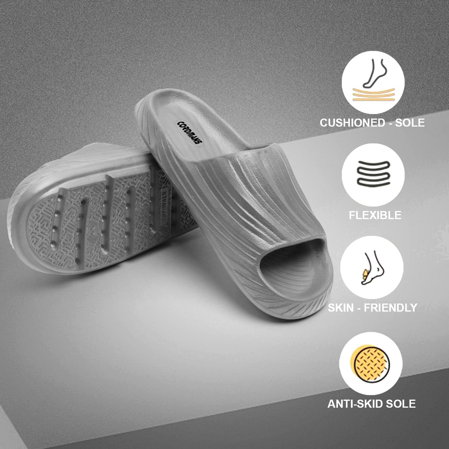 Men’s Grey Comfort Slides – Lightweight Casual Slip-on Slippers for Everyday Wear