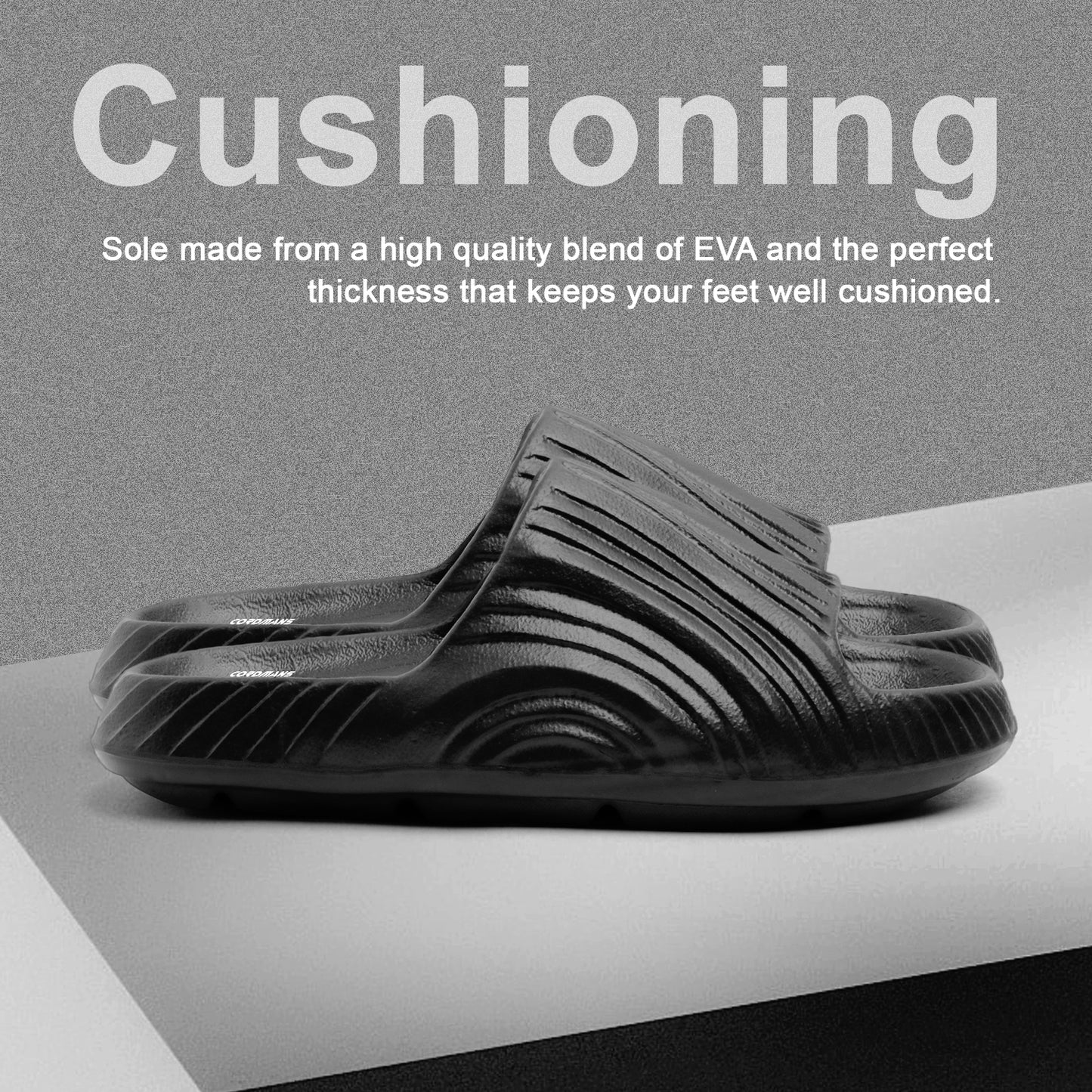 Men’s Black Comfort Slides – Lightweight Casual Slip-on Slippers with Anti-Slip Sole