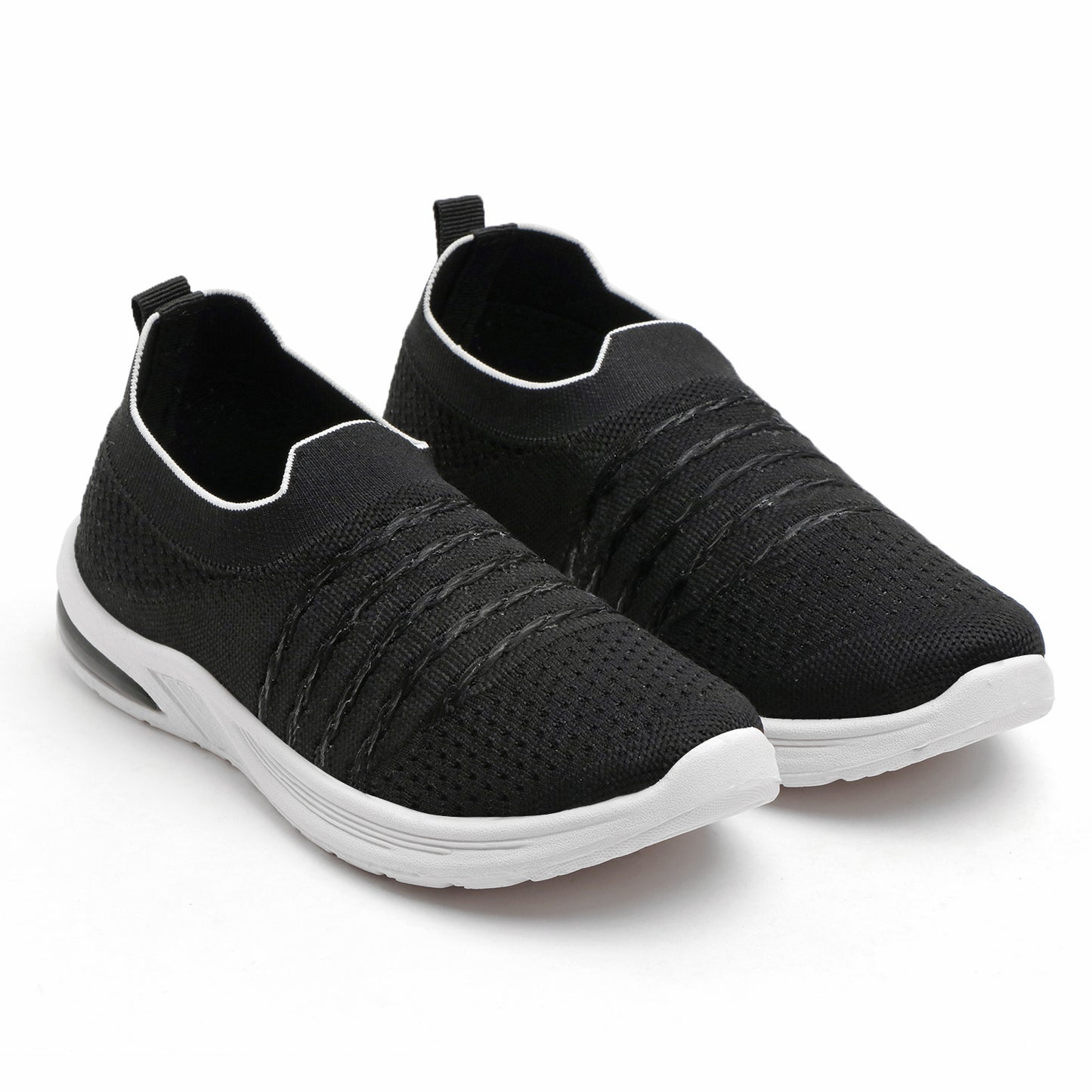 Women’s Black Slip-On Sports Sneakers – Lightweight & Breathable Walking Shoes