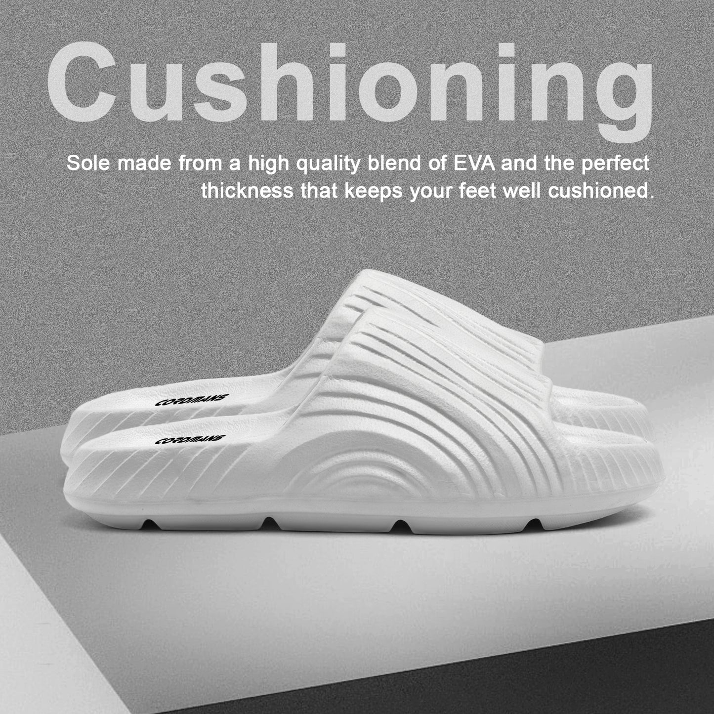 Men’s White Comfort Slides – Lightweight Slip-on Slippers for Everyday Casual Wear
