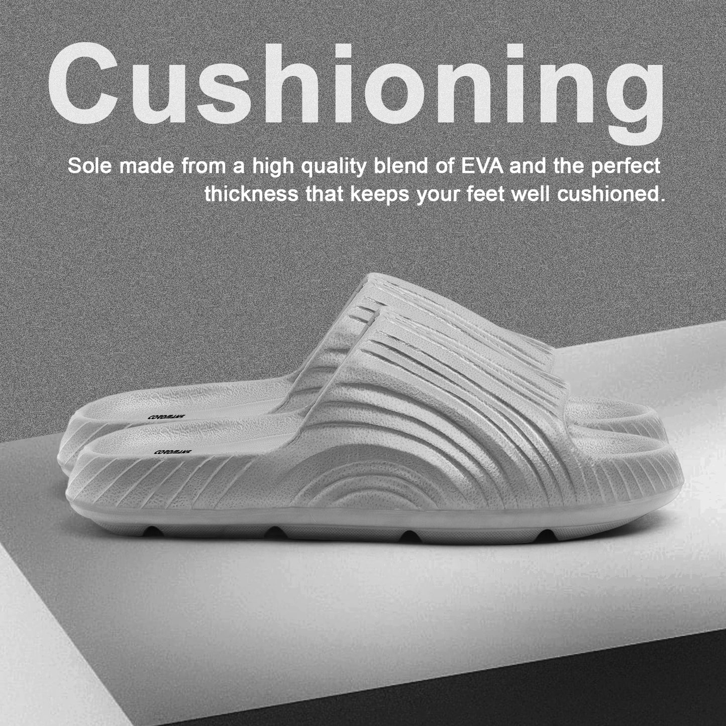 Men’s Grey Comfort Slides – Lightweight Casual Slip-on Slippers for Everyday Wear