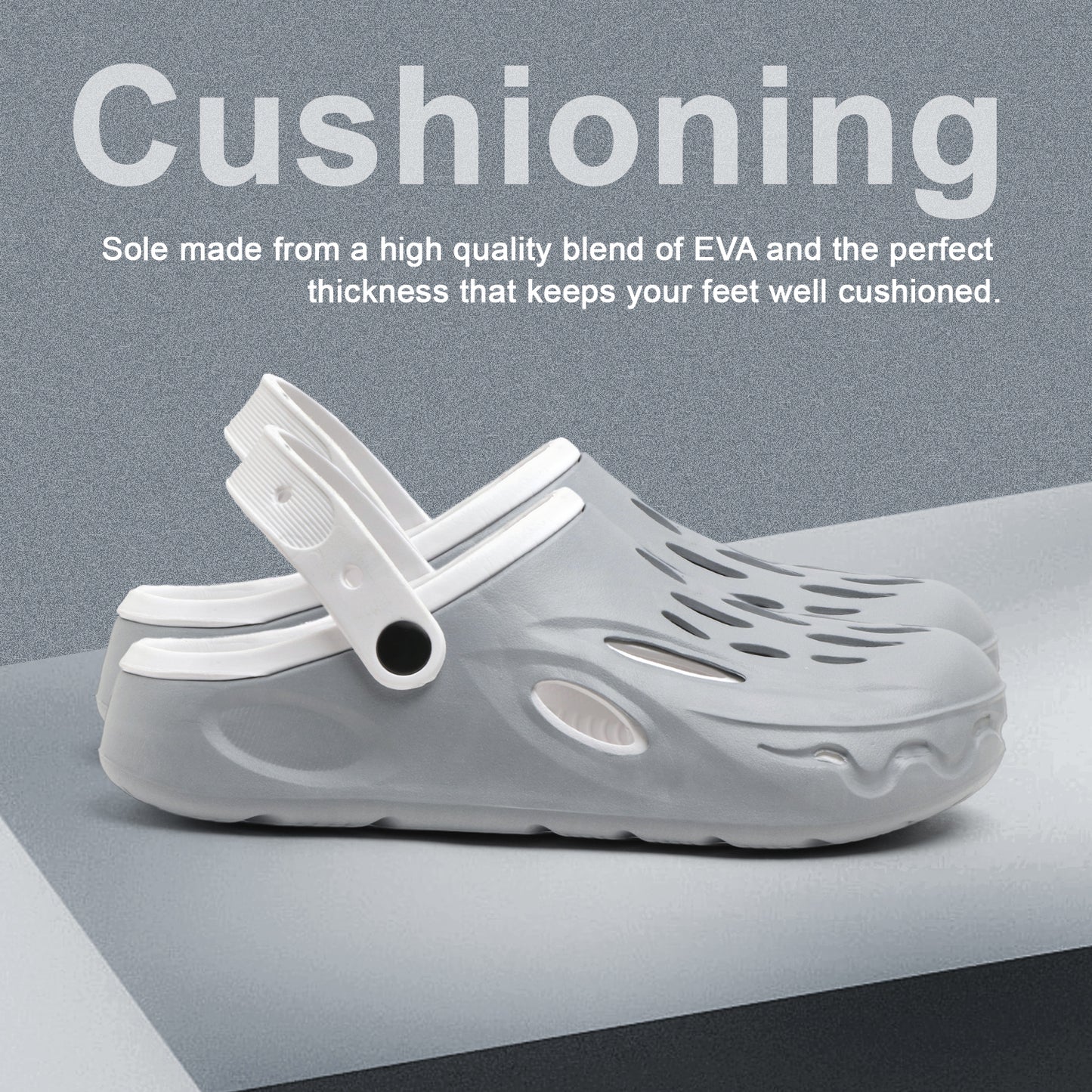 Men’s Stylish Grey Clogs – Lightweight & Comfortable Slip-on Sandals with Back Strap