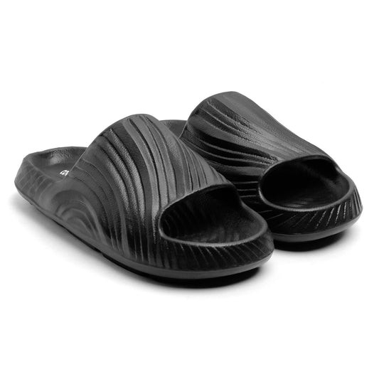 Men’s Black Comfort Slides – Lightweight Casual Slip-on Slippers with Anti-Slip Sole