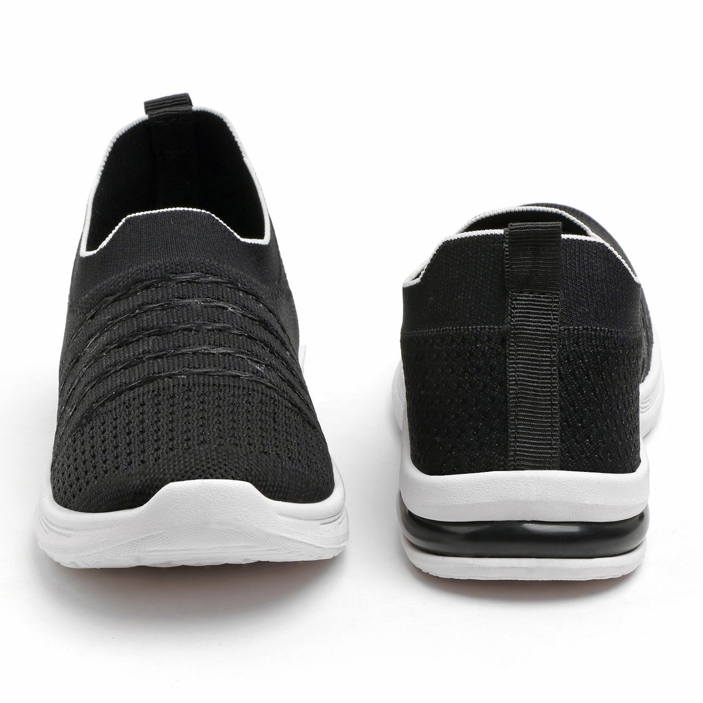 Women’s Black Slip-On Sports Sneakers – Lightweight & Breathable Walking Shoes