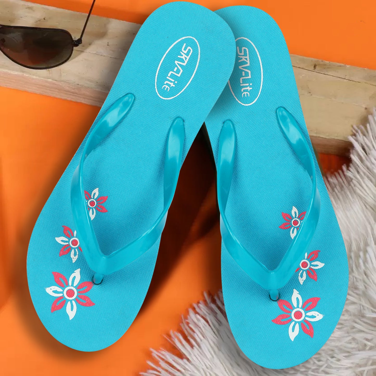 Cordmans BloomStep – Women’s Aqua Blue Floral Flip-Flops