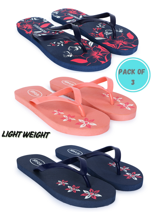 pink, Blue, Navy Combo flower Print  – Comfortable & Trendy Slippers by Cordmans