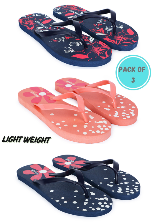 Cordmans BloomStep Trio – Pack of 3 Women’s Floral Print Flip-Flops