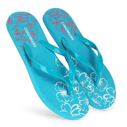 Cordmans BlossomStep – Women’s Sky Blue Floral Print Flip-Flops: