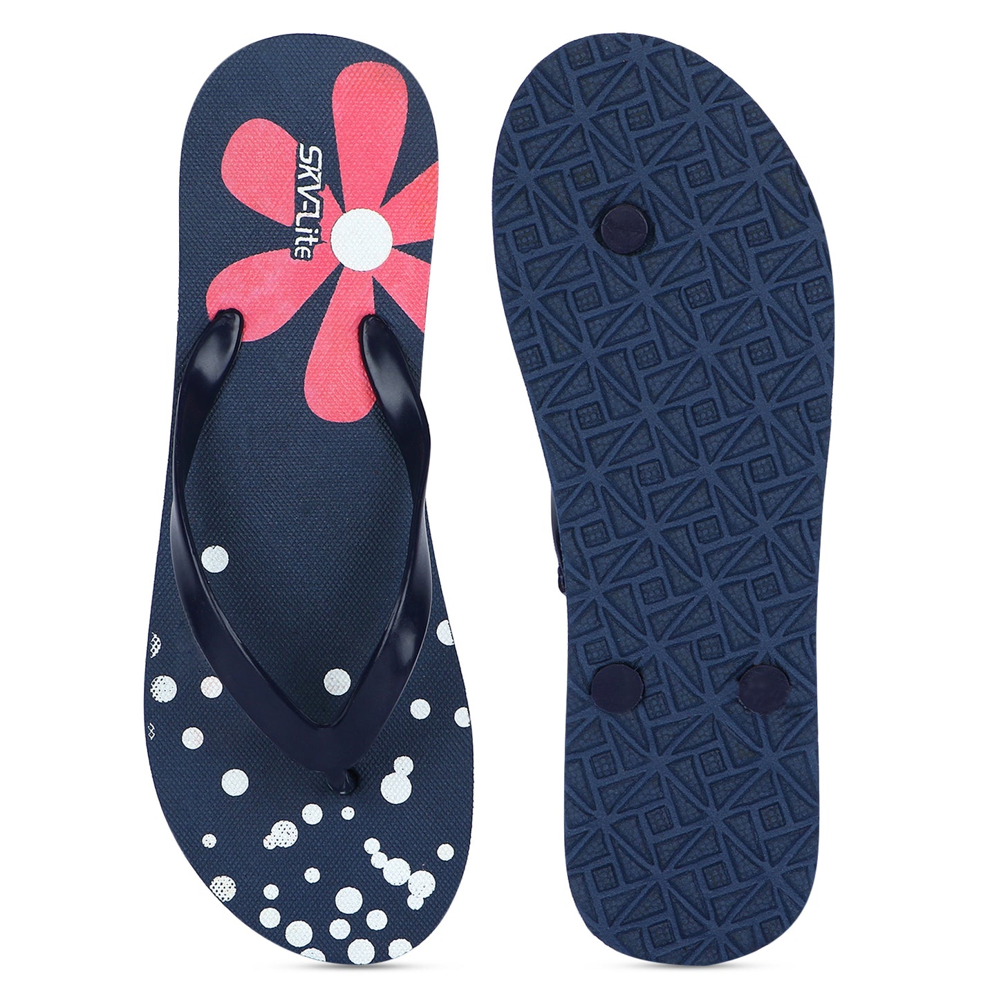 Cordmans BloomPop – Women’s Navy Blue Polka & Floral Flip-Flops