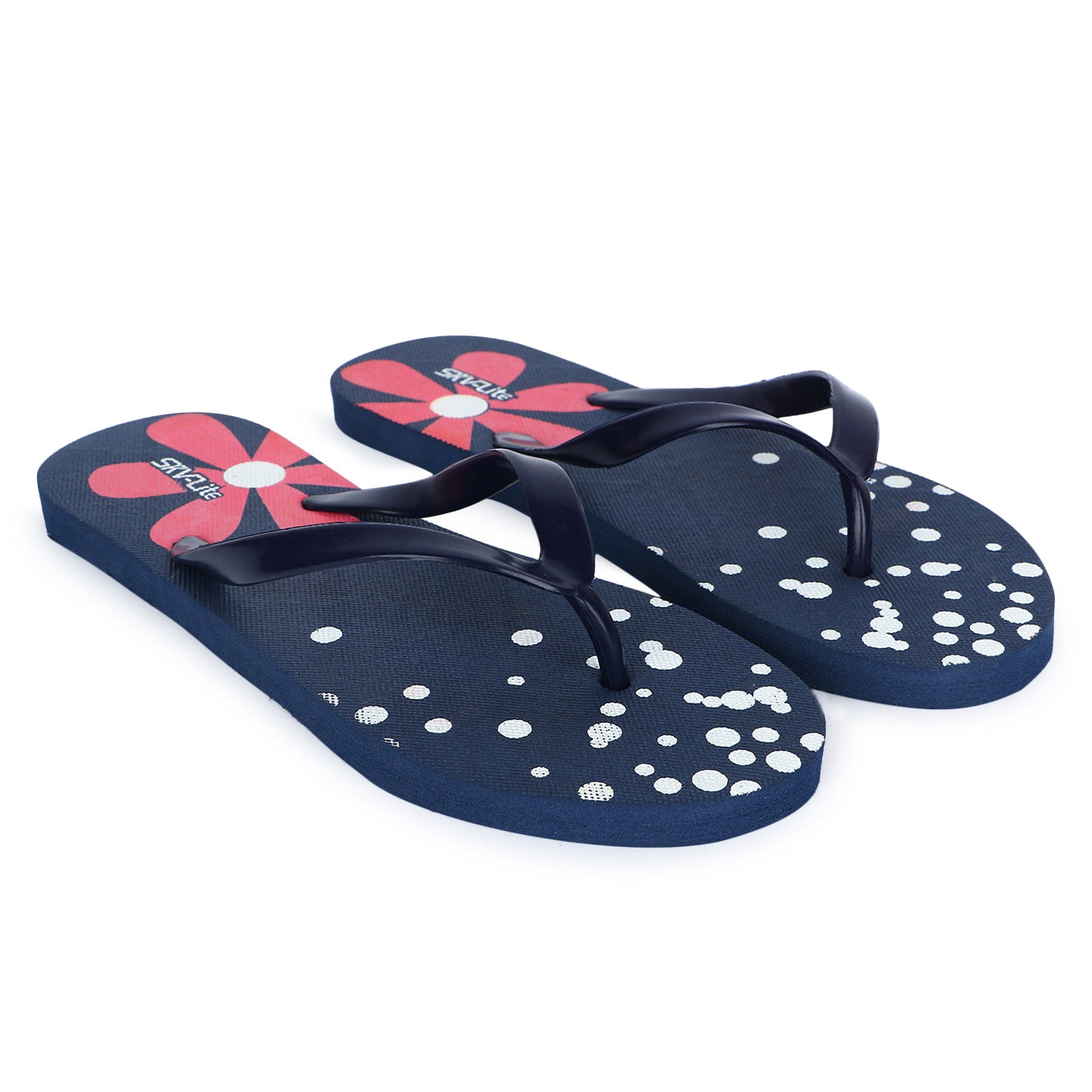 Cordmans BloomPop – Women’s Navy Blue Polka & Floral Flip-Flops