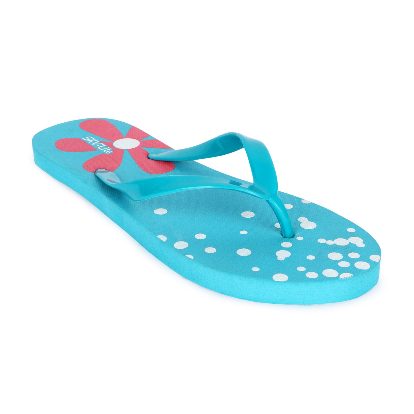 Cordmans BloomPop – Women’s Aqua Blue Polka & Floral Flip-Flops
