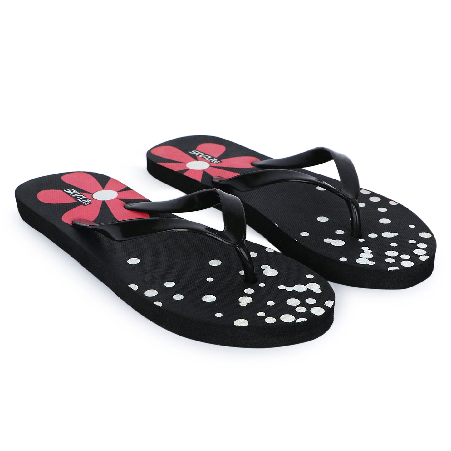 Cordmans BloomPop – Women’s Black Polka & Floral Flip-Flops