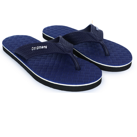 Cordmans Men's Flip-Flops – Pack of 2 (Mustard & Navy Blue) Casual Comfort Slippers