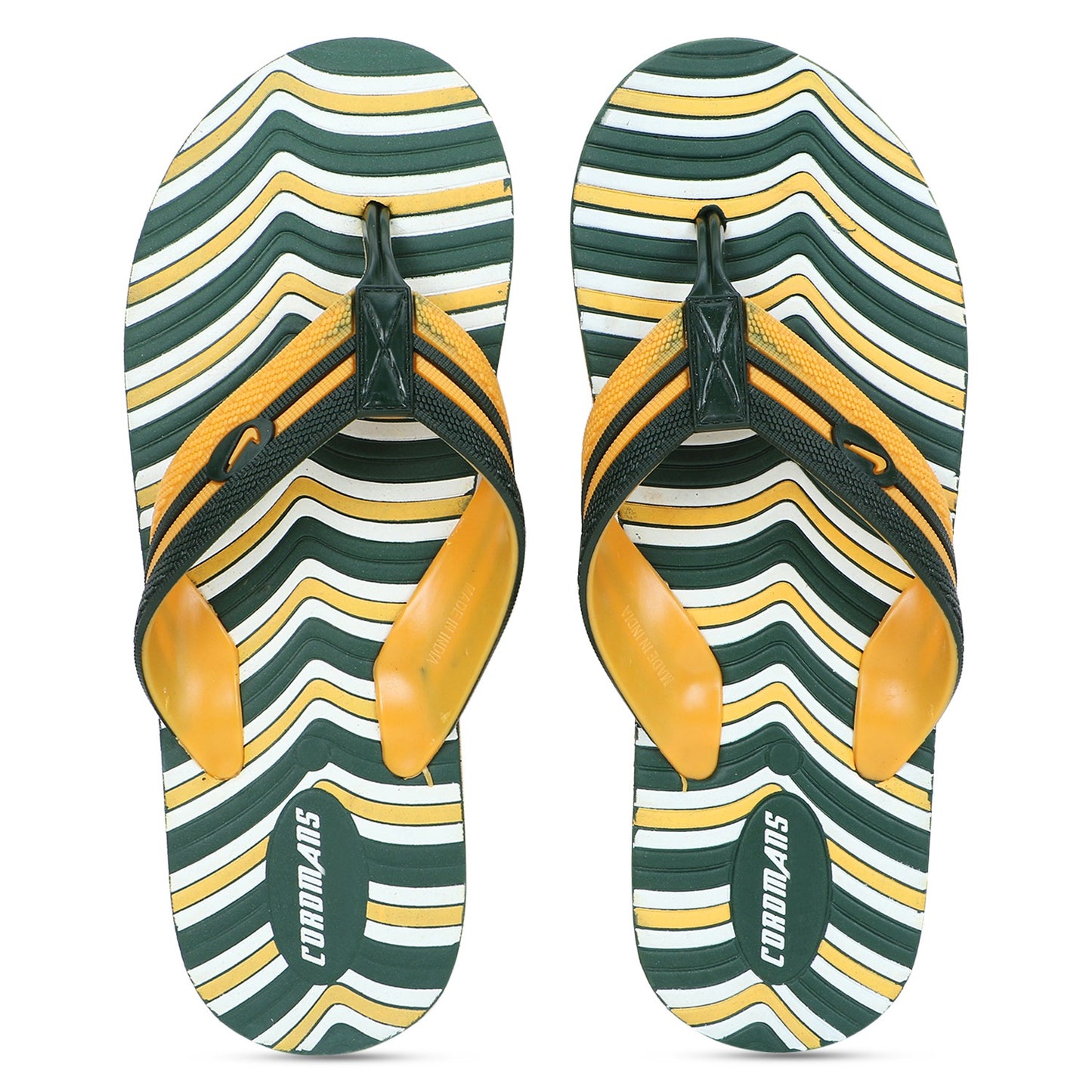 Cordmans WaveFlex – Men's Navy & Yellow Striped Flip-Flops