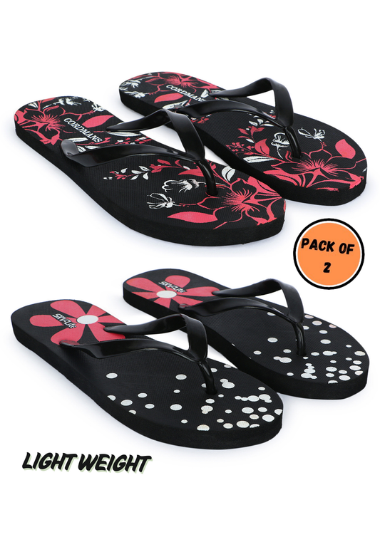 Cordmans BoldBloom Duo – Pack of 2 Women’s Print Flip-Flops
