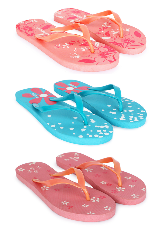 Cordmans ColorBloom Trio – Pack of 3 Women’s Printed Flip-Flops