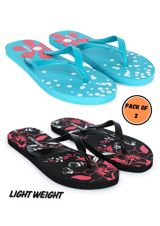Cordmans BloomPop Duo – Pack of 2 Women’s Floral & Polka Dot Flip-Flops