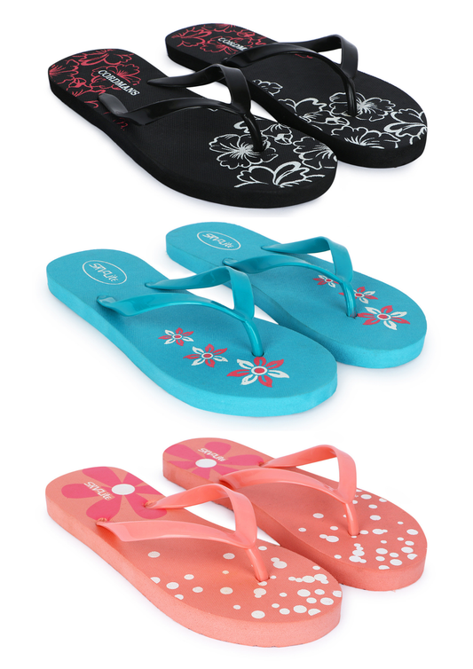 Cordmans FloralVibe Trio – Pack of 3 Women’s Printed Flip-Flops