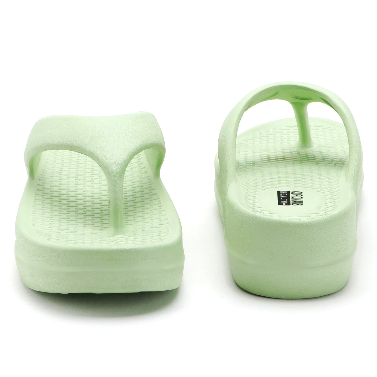 Green Platform Flip-Flops for Women – Textured Sole Casual Slippers