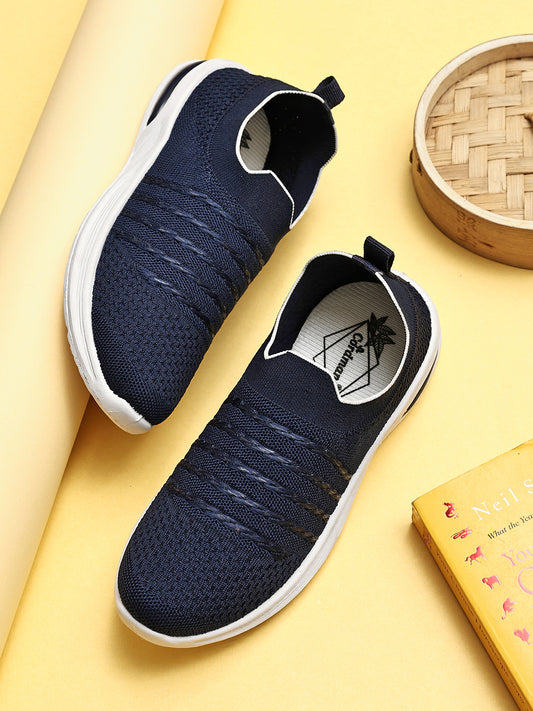 Women’s Navy Blue Slip-On Sports Sneakers – Lightweight & Breathable Walking Shoes