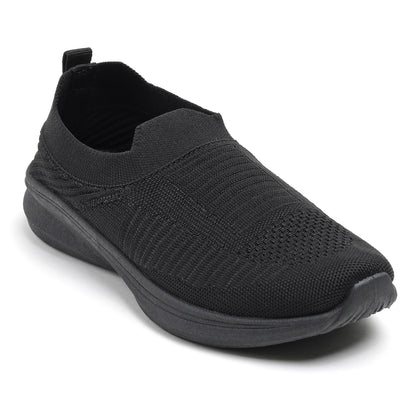 Women’s Black Knit Slip-On Sneakers – Lightweight Casual Walking Shoes