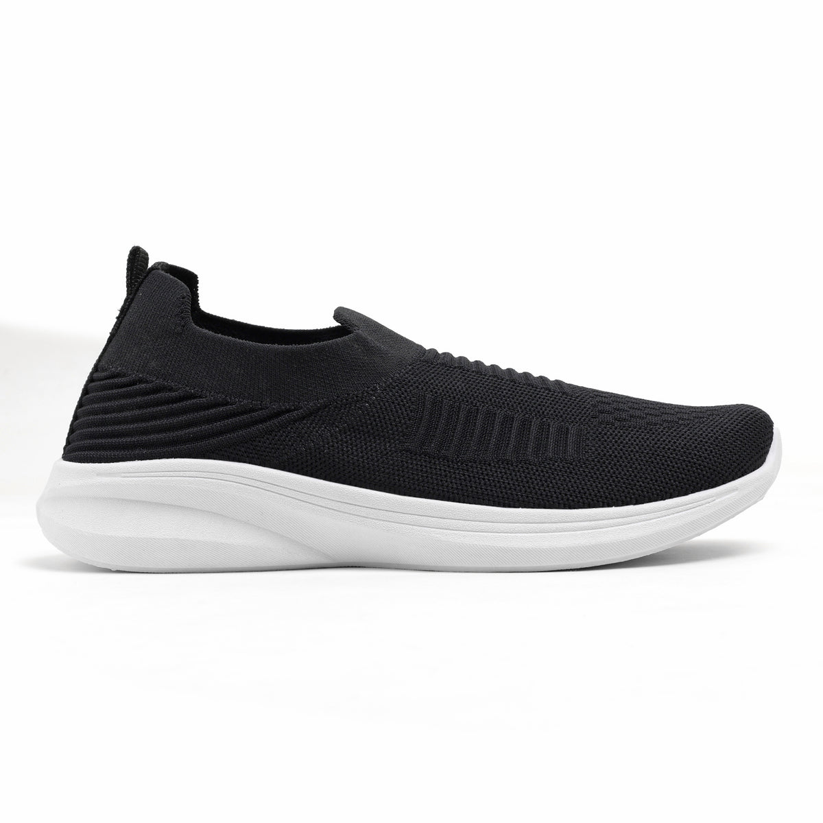 Women’s Black Knit Slip-On Walking Sneakers – Lightweight Casual Shoes