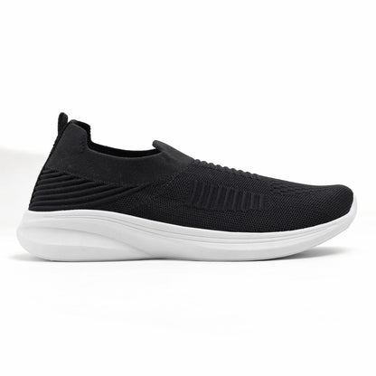 Women’s Black Knit Slip-On Walking Sneakers – Lightweight Casual Shoes
