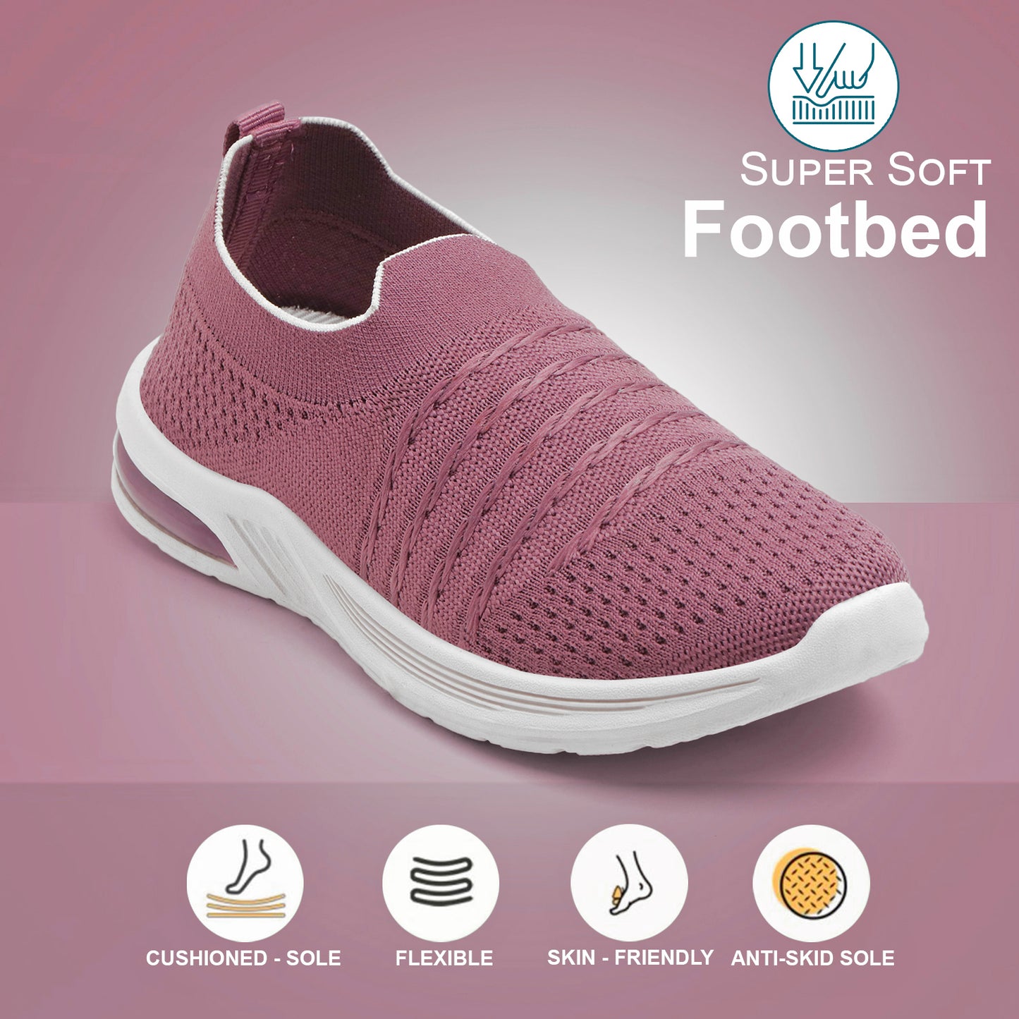 Women’s Stylish Slip-On Sports Sneakers – Lightweight & Breathable Walking Shoes