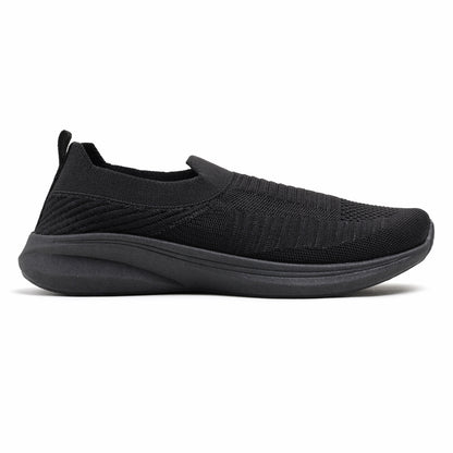 Women’s Black Knit Slip-On Sneakers – Lightweight Casual Walking Shoes