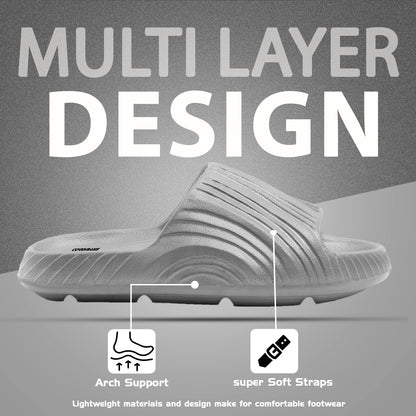 Men’s Grey Comfort Slides – Lightweight Casual Slip-on Slippers for Everyday Wear