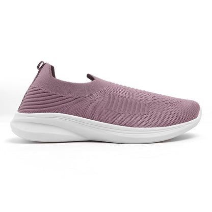 Women's Stylish Mauve Knit Slip-On Sneakers for Everyday Wear