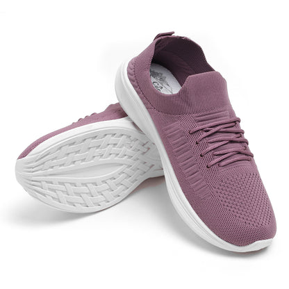 Women’s Mauve Knit Slip-On Sneakers – Lightweight Comfort Walking Shoes