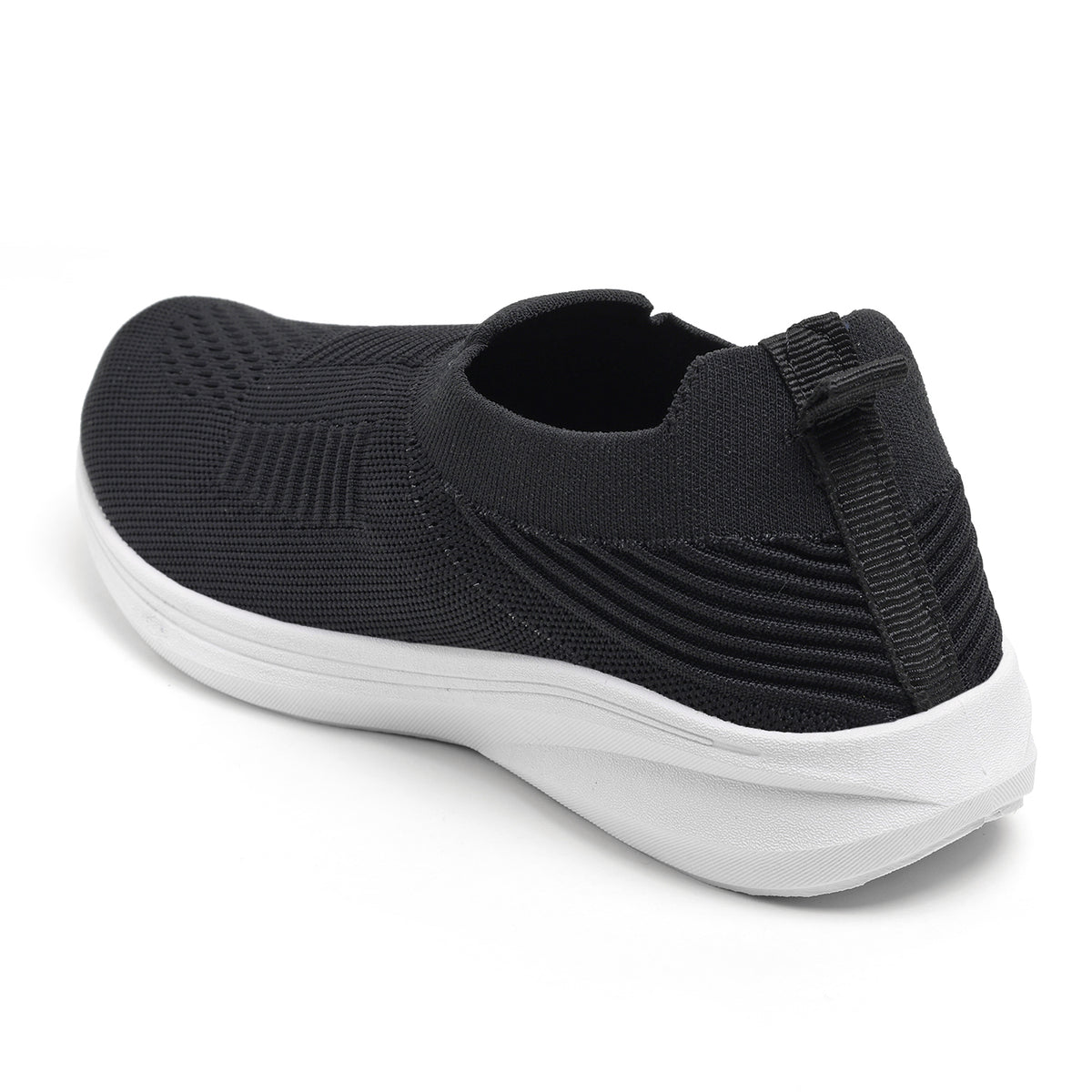 Women’s Black Knit Slip-On Walking Sneakers – Lightweight Casual Shoes