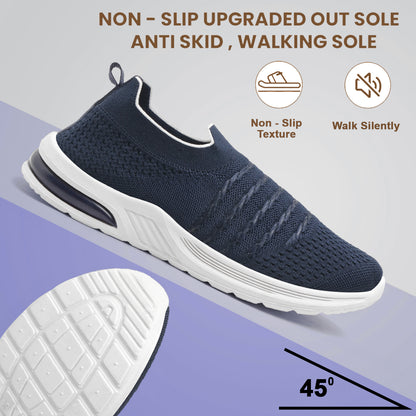 Women’s Navy Blue Slip-On Sports Sneakers – Lightweight & Breathable Walking Shoes
