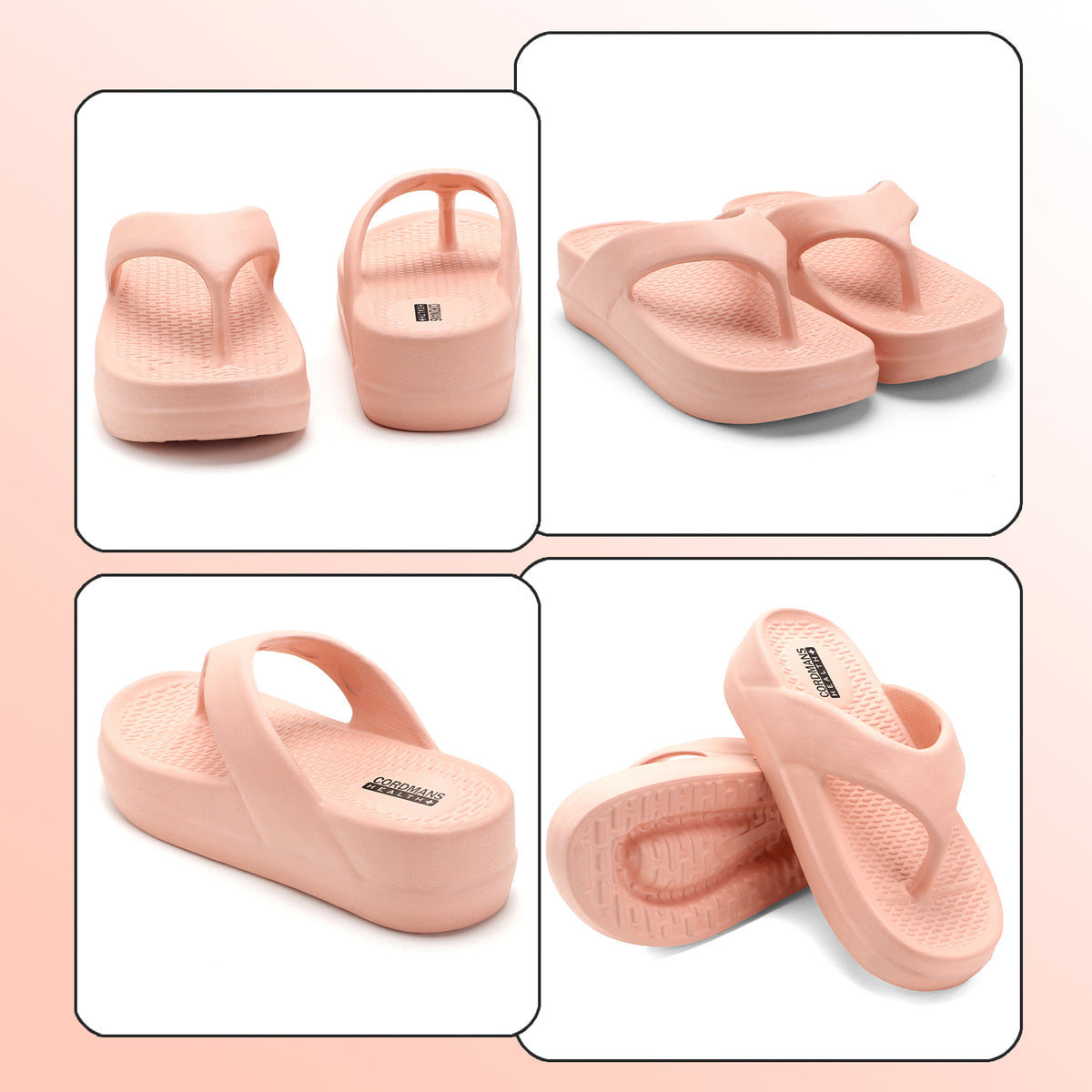 Pink Platform Flip-Flops for Women – Minimalist Wide Strap Casual Slippers