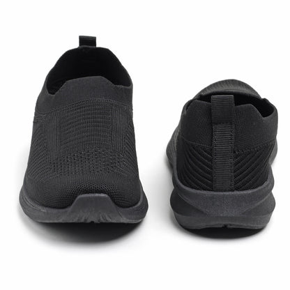 Women’s Black Knit Slip-On Sneakers – Lightweight Casual Walking Shoes