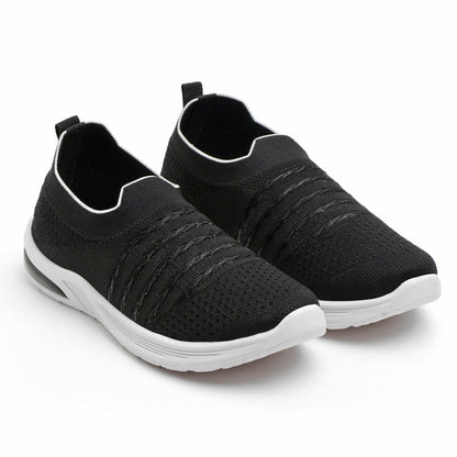 Women’s Black Slip-On Sports Sneakers – Lightweight & Breathable Walking Shoes