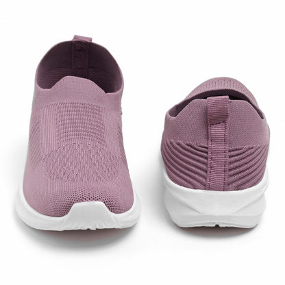 Women's Stylish Mauve Knit Slip-On Sneakers for Everyday Wear