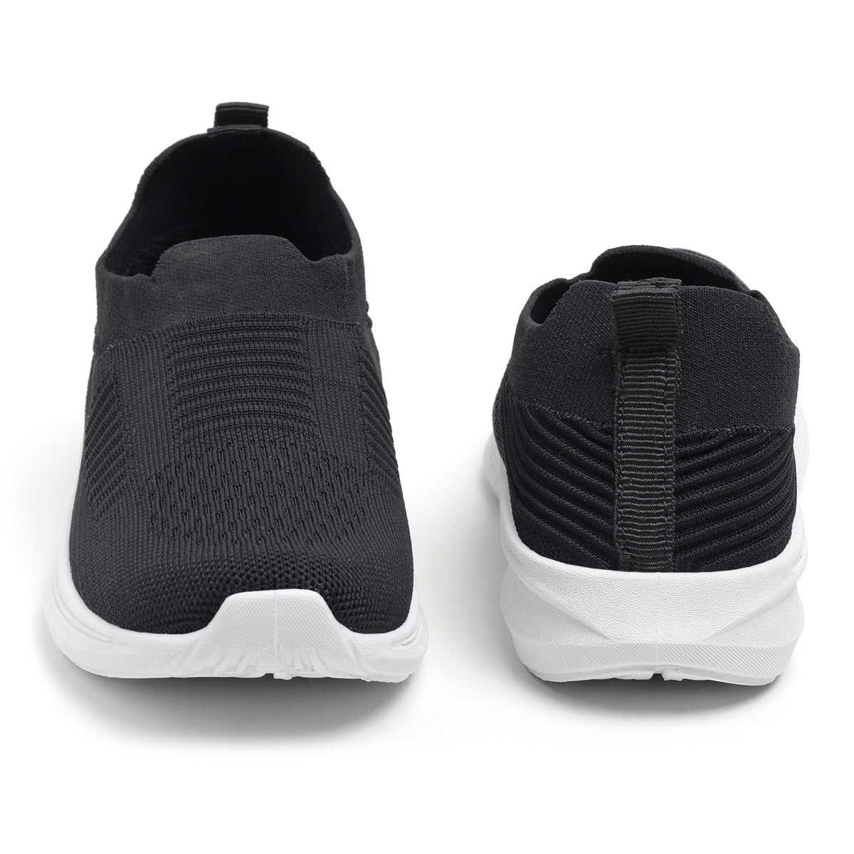 Women’s Black Knit Slip-On Walking Sneakers – Lightweight Casual Shoes