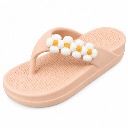 UltraSoft Healthy Steps Women’s Peach Floral Platform Flip-Flops