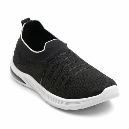 Women’s Black Slip-On Sports Sneakers – Lightweight & Breathable Walking Shoes